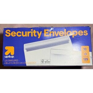 Up&Up Security Envelopes Size 10 White Gummed Seal 125 Count 4.125 x 9.5 Inch